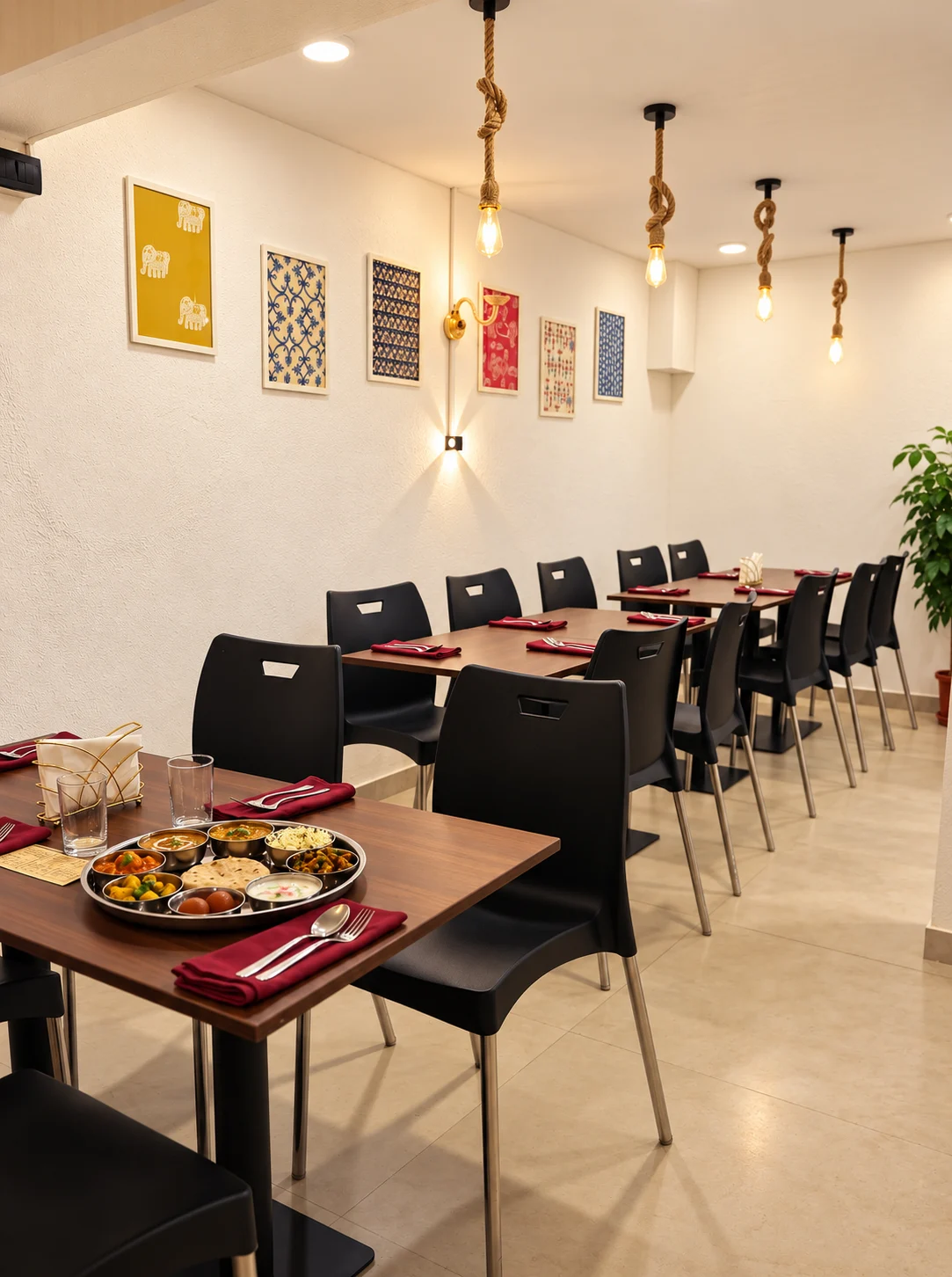 The Indian Thali dining room in Bandra